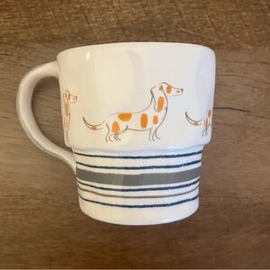 ANTHROPOLOGIE - Dachshund with Orange Spots and Stripe Pattern Mug